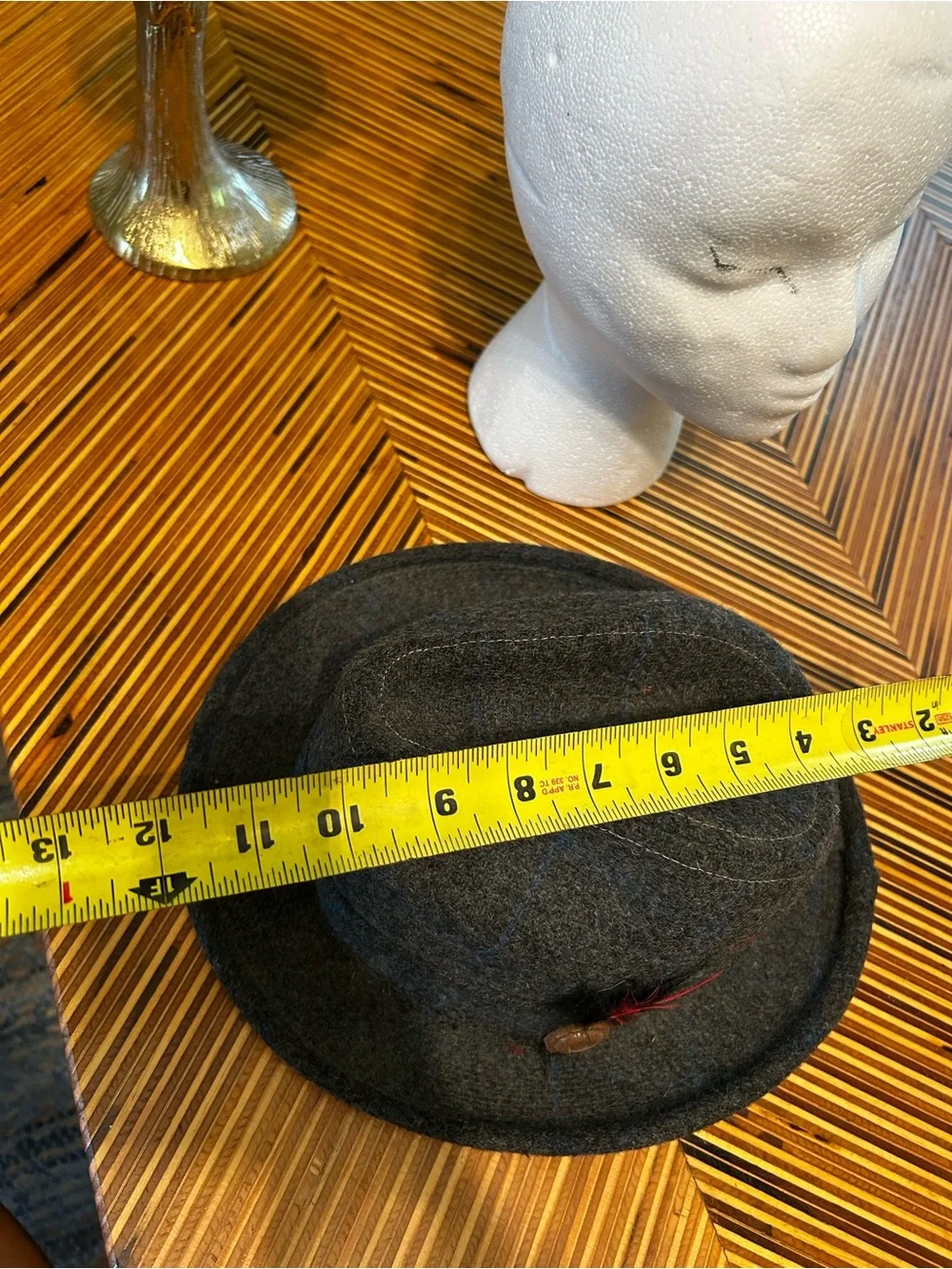 Gray Wool Fedora with Feather Pin